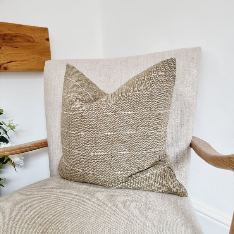 Olive Tweed Wool Effect Cushion 45x45cm