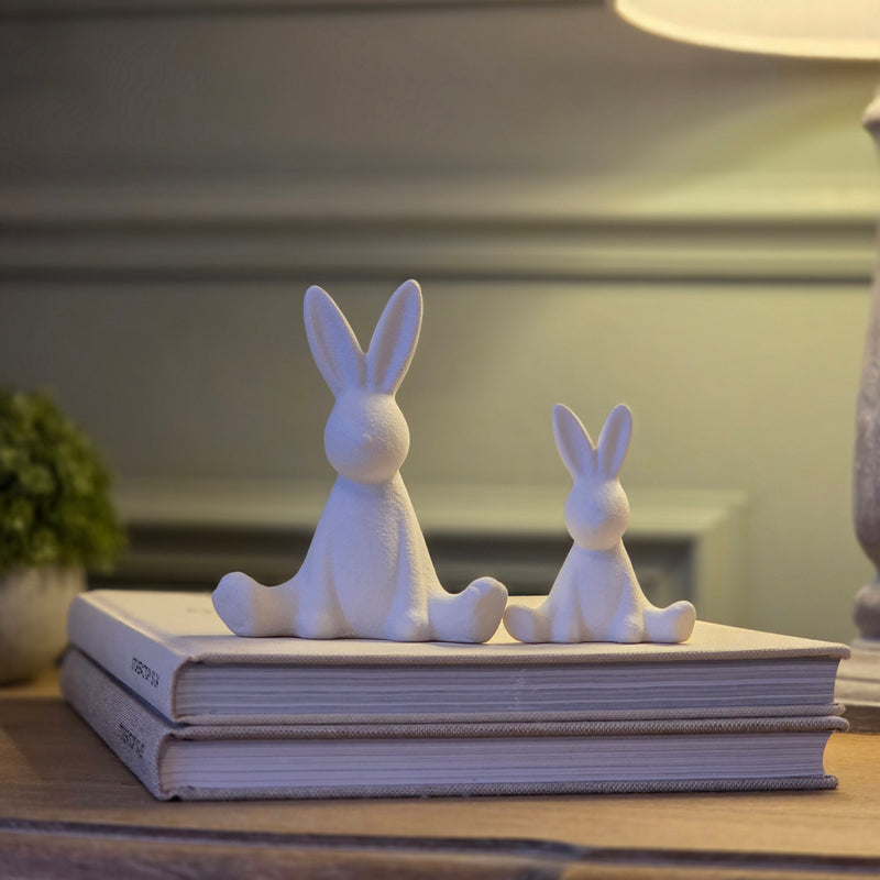 White Sitting Bunny Ornaments - 2 Sizes