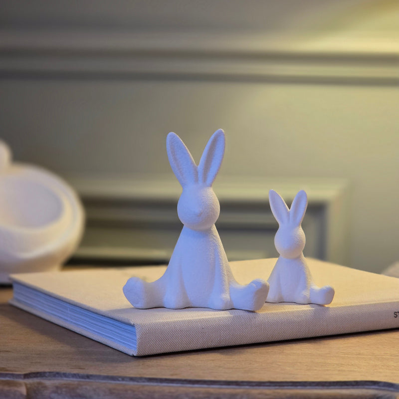 White Sitting Bunny Ornaments - 2 Sizes