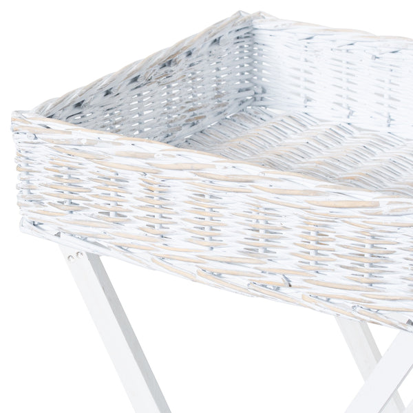 White Wash Woven Butler Tray Basket