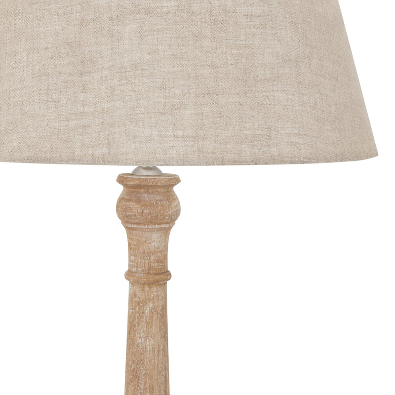 Isabelle Natural Wash Spindle Table Lamp With Linen Shade