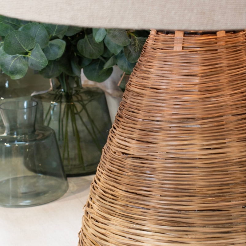 Lila Wicker Table Lamp with Linen Shade