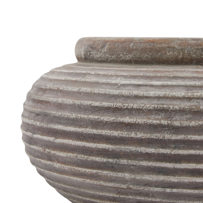 Amphora Brown Ribbed Round Planter