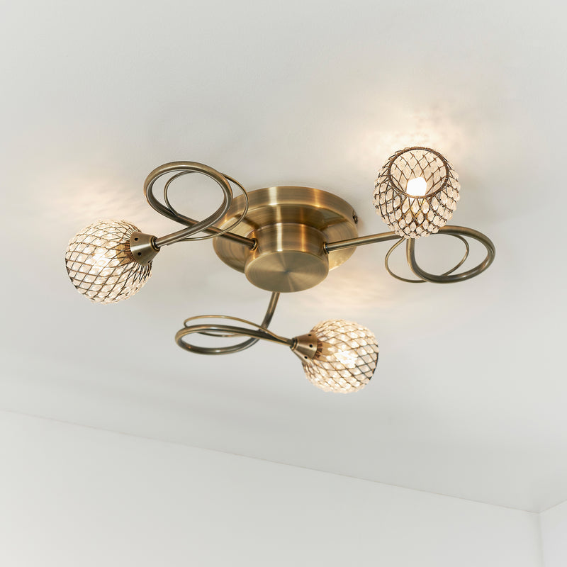 Genevieve 3 Shade Gold Ceiling Light