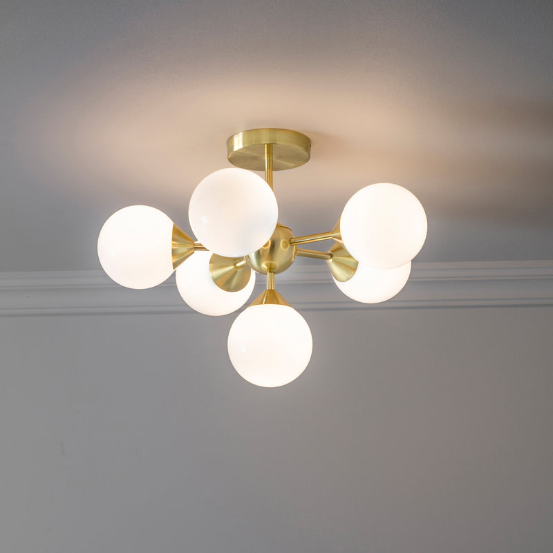 Carter White & Brushed Gold Bubble 6 Ceiling Light