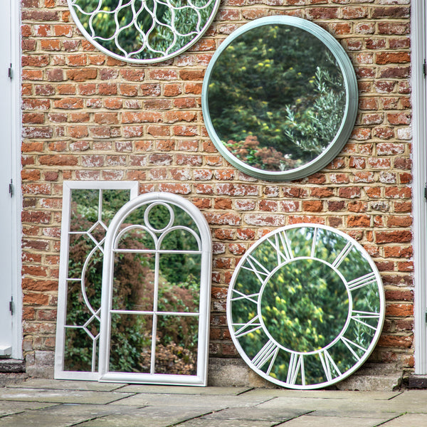 Belaire Distressed White Outdoor Mirror