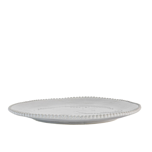 White Beaded Dinner Plates - 4 Pack