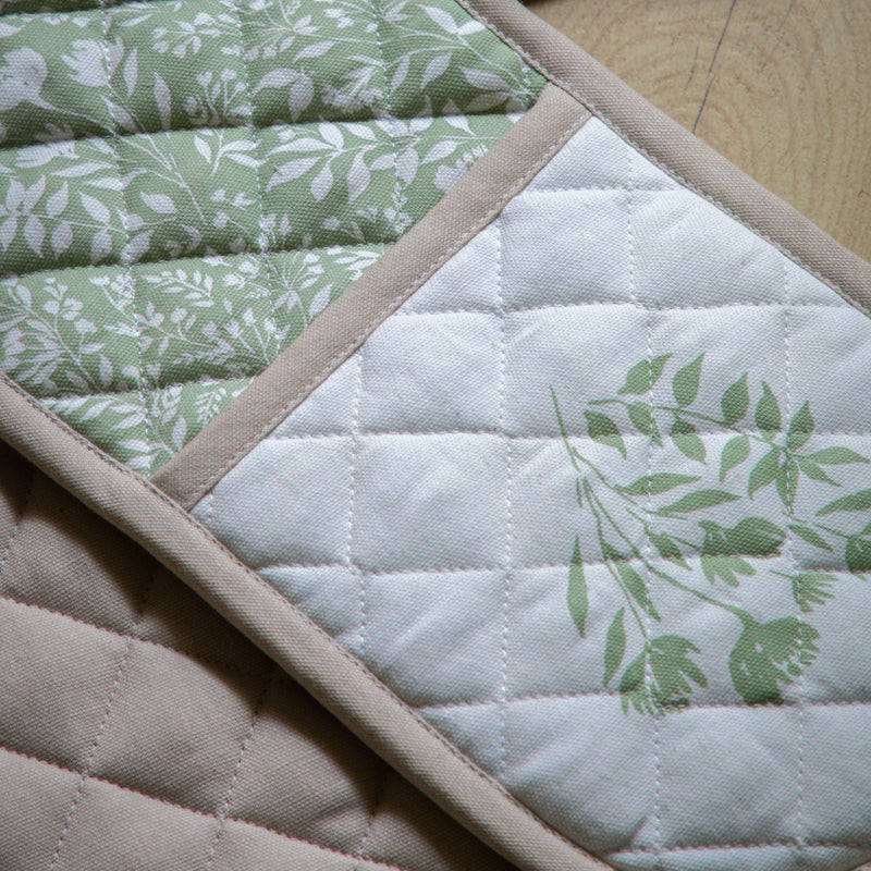 Sage Floral Double Oven Glove