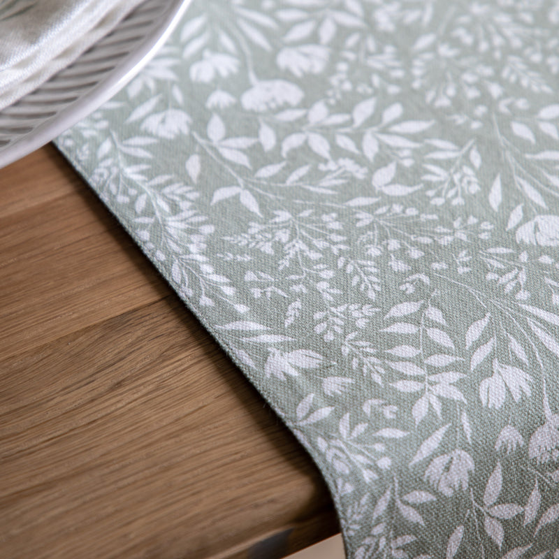Sage Floral Large Table Runner