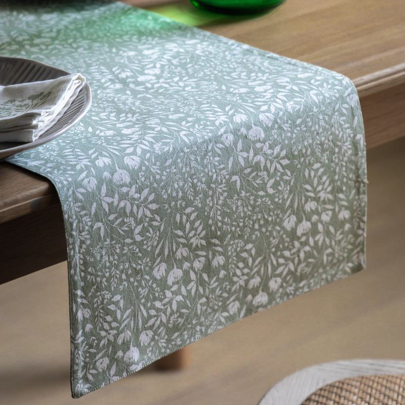 Sage Floral Large Table Runner