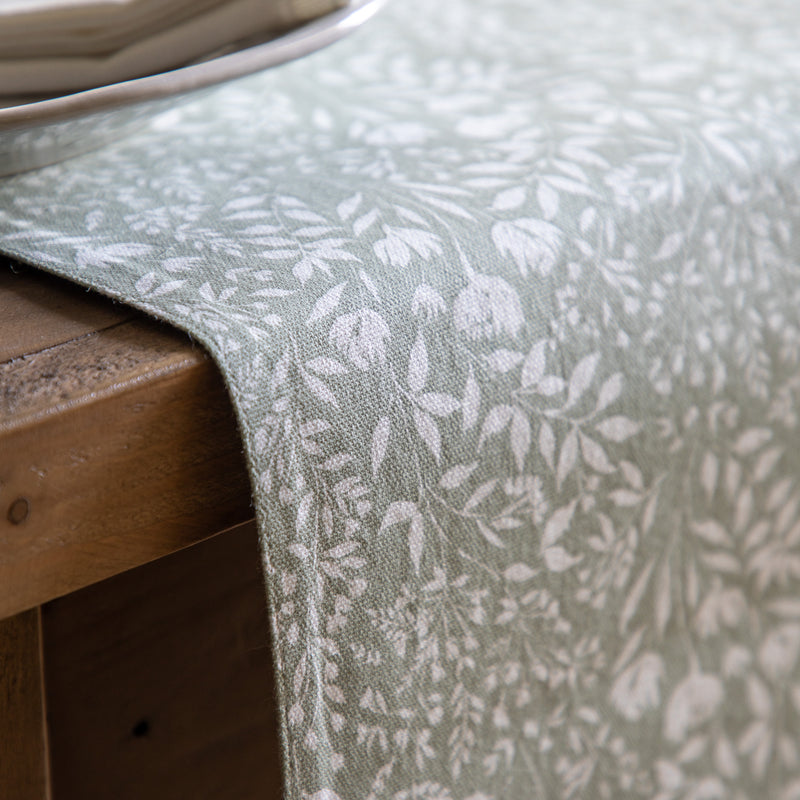 Sage Floral Large Table Runner