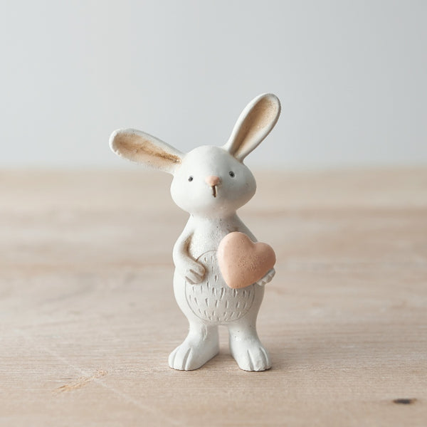 White Rabbit Holding Pink Heart Ornament- 9cm