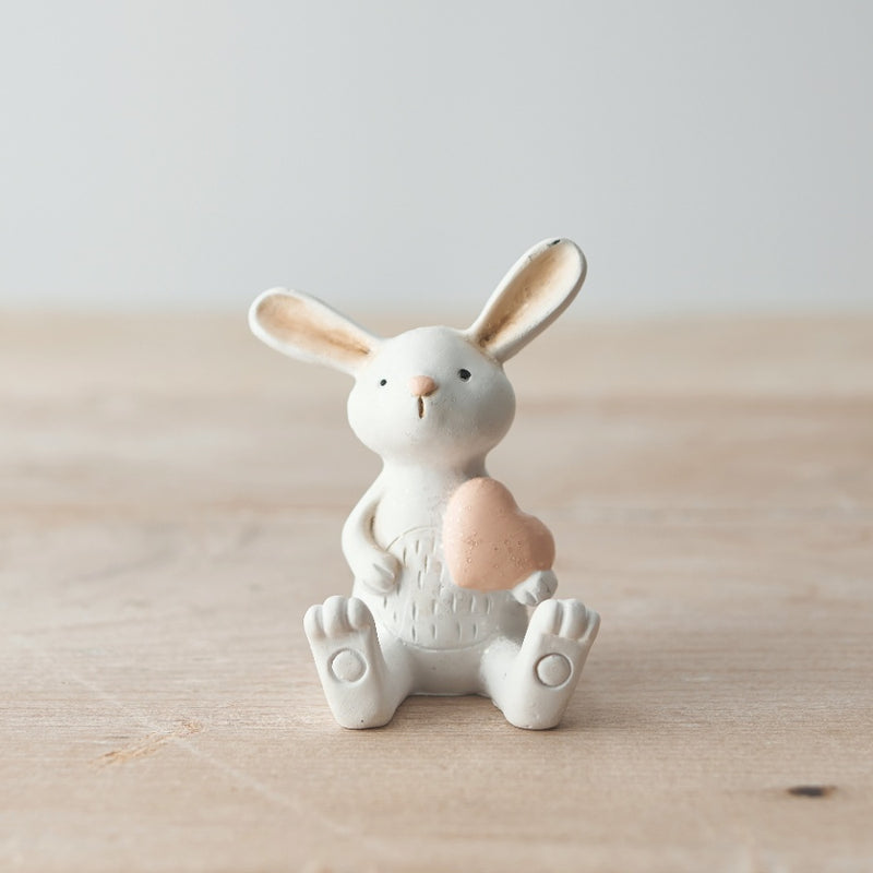 Sitting Bunny Holding Heart Ornament