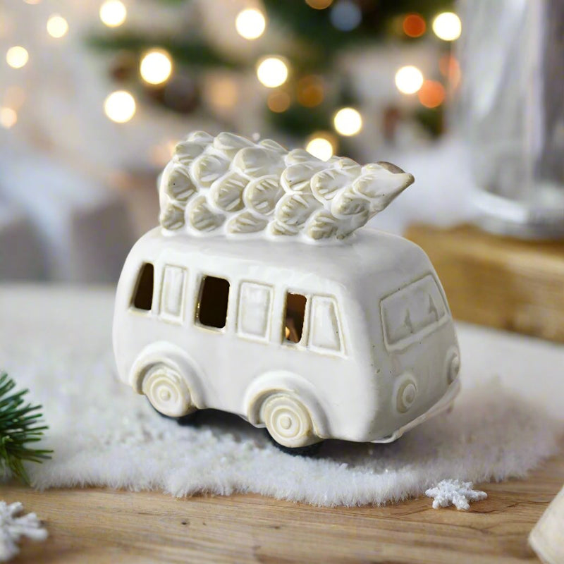 Glazed Christmas Camper LED Ornament