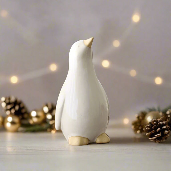 Ceramic White Glazed Penguin Ornament