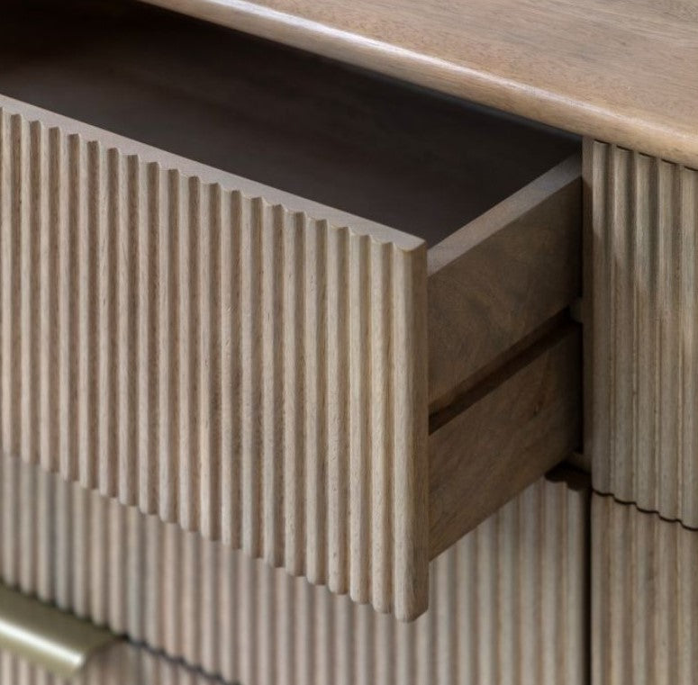 Aura Fluted Front 6 Drawer Wooden Chest of Drawers
