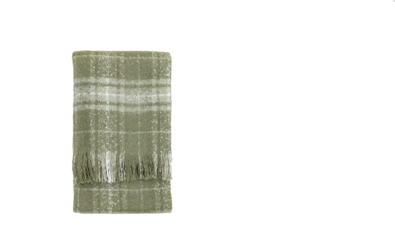 Green Check Faux Mohair Throw