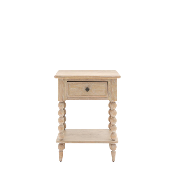 Oak Bobbin Bedside Table