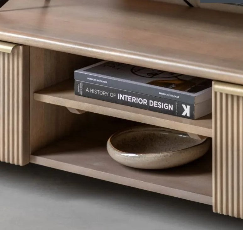 Aura Fluted Front 2 Door Wooden Media Unit