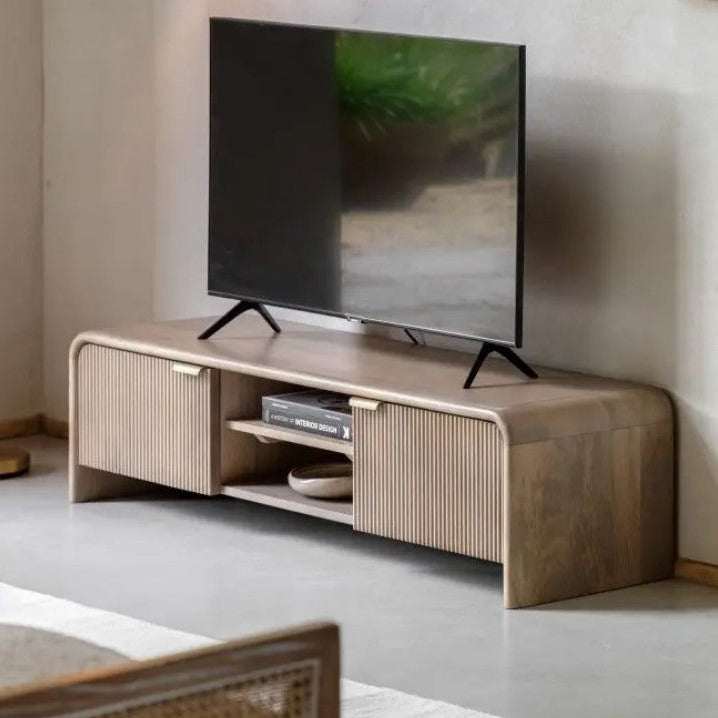 Aura Fluted Front 2 Door Wooden Media Unit