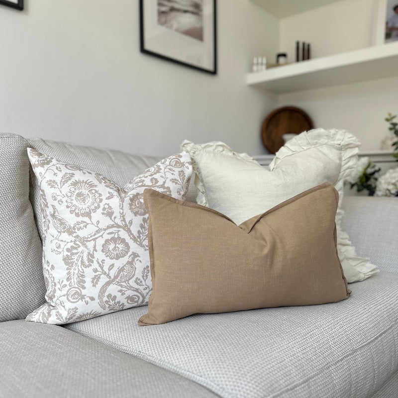 Country Beige Print Cushion Trio