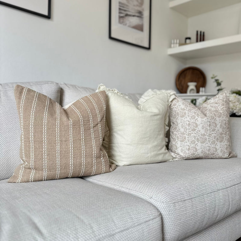 Beige Floral Elegance Cushion Trio