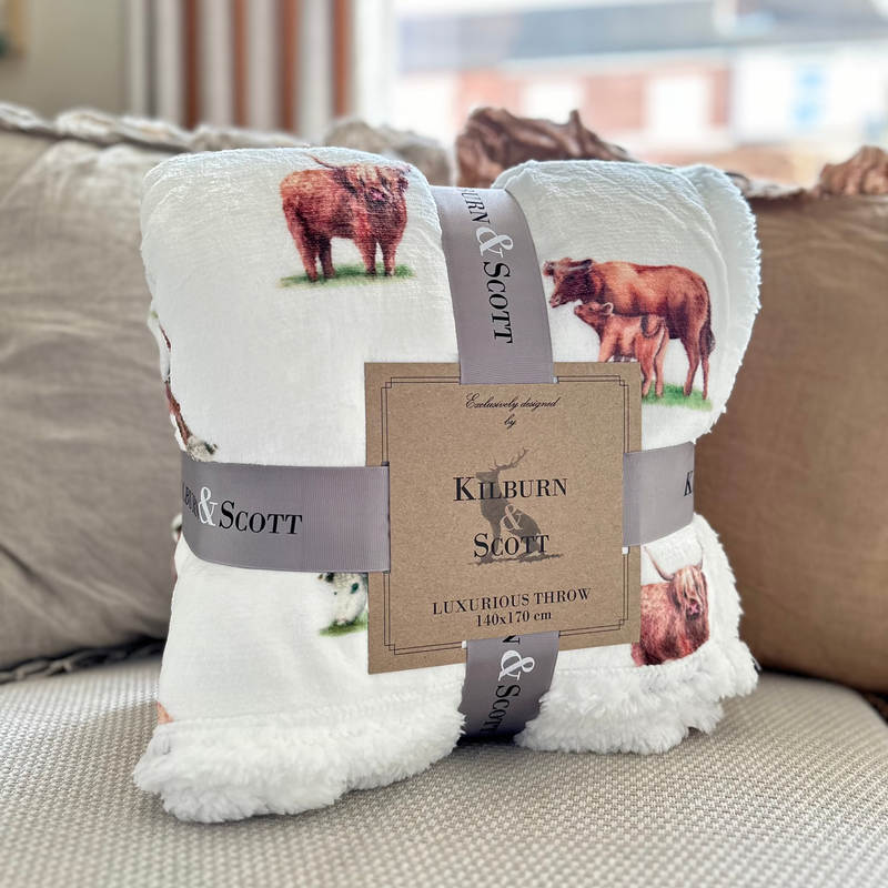 Watercolour Kilburn Cow Sherpa Fleece