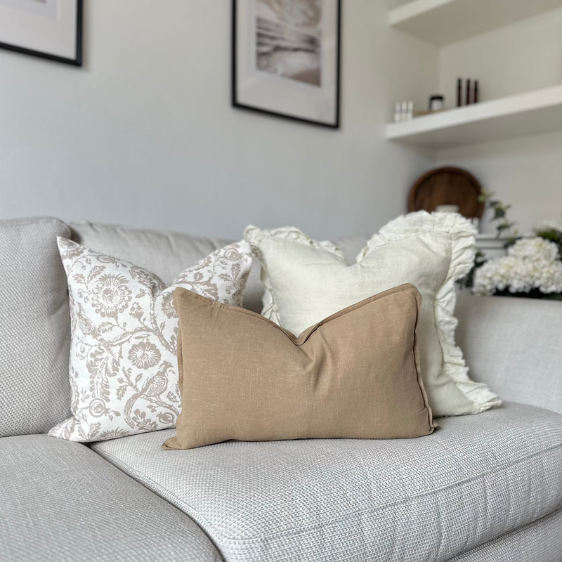 Country Beige Print Cushion Trio