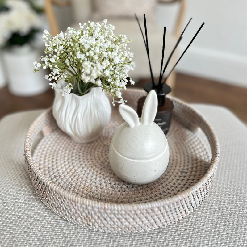 Round Whitewash Rattan Tray- Medium – Kath&Kin