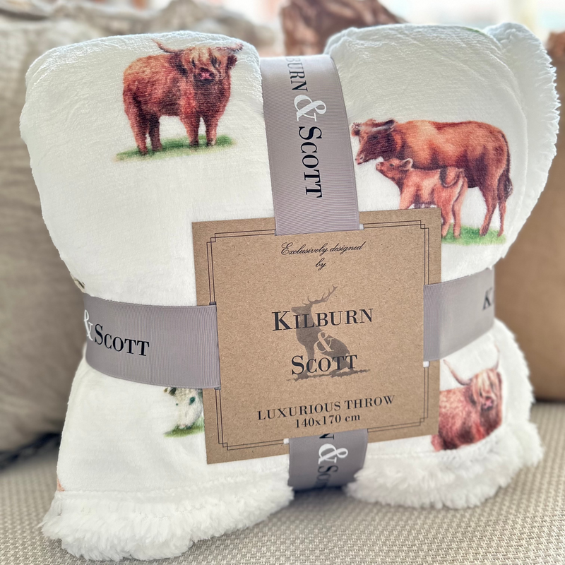 Watercolour Kilburn Cow Sherpa Fleece