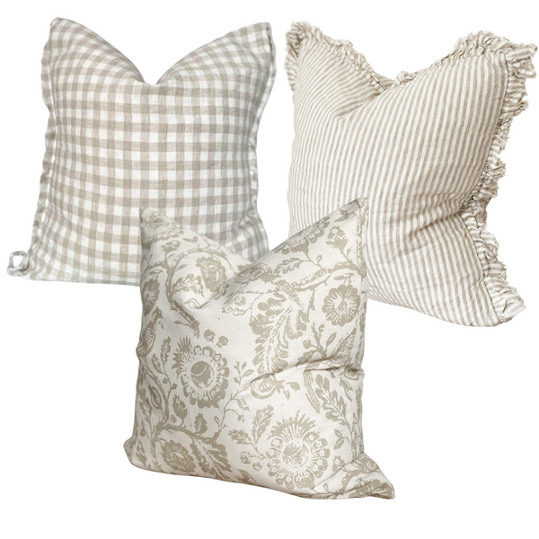 Charlotte Beige and Cream Country Cushion Set