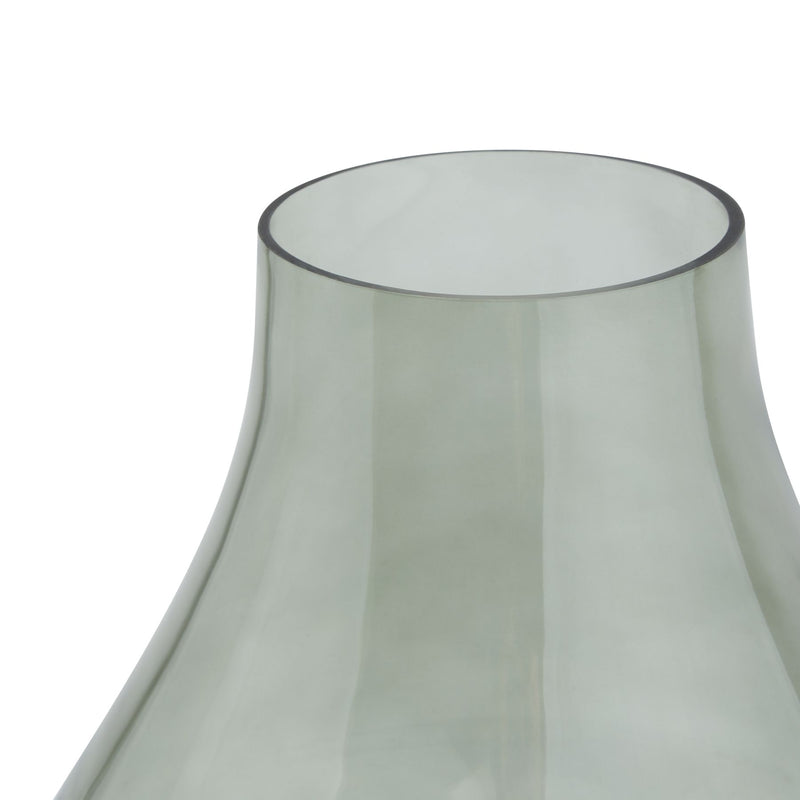 close up of the open neck of the Stamford Sage Green Clear Glass Vase