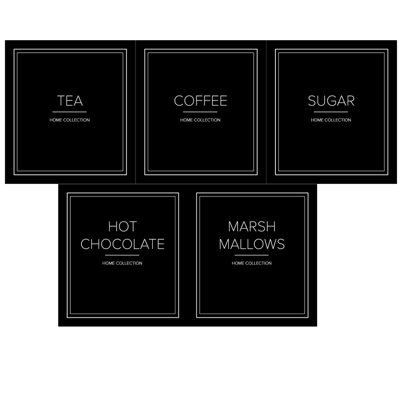 Black Waterproof Square Hot Drink Labels