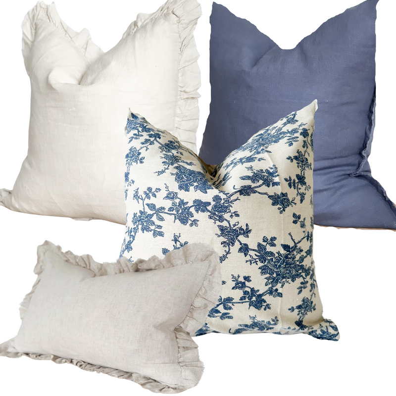 Navy Blue Floral Cushion Collection