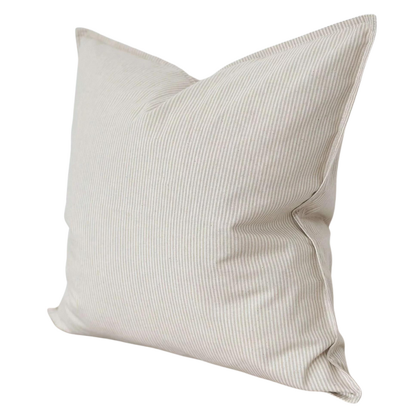 Cream and Beige Pinstripe Cotton Cushion 45x45cm