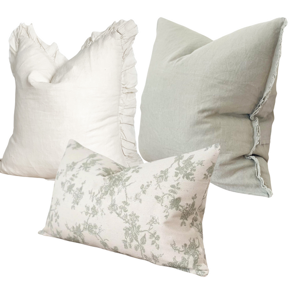 Sage Floral Country Chic Trio
