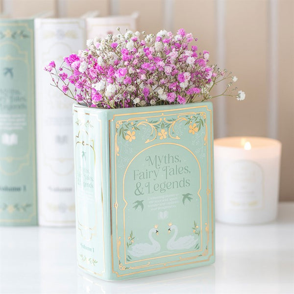Myth and Fairy Tales Green Ceramic Book Vase