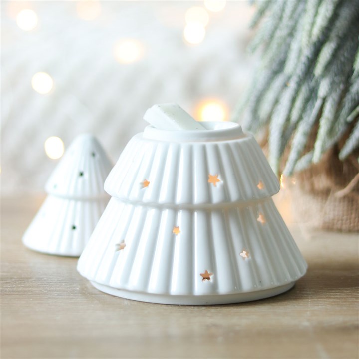 White ceramic Christmas Tree Oil and Wax Warmer