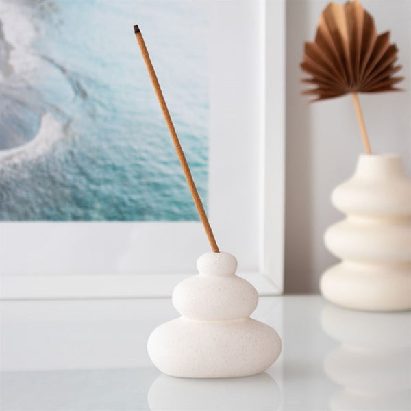 Cream Balancing Stone Incense Stick Holder