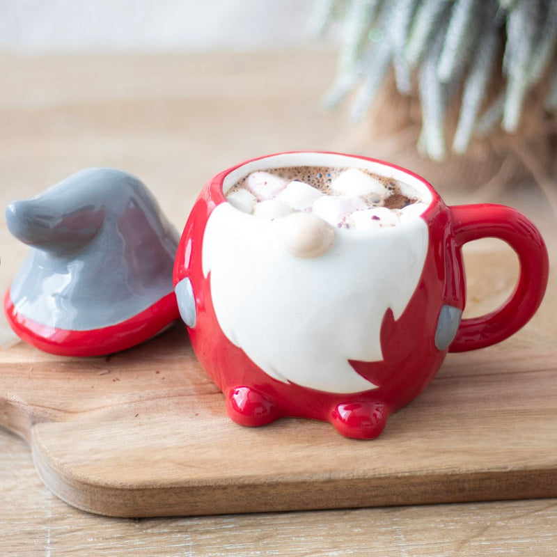 Red and Grey Gonk Mug with Lid