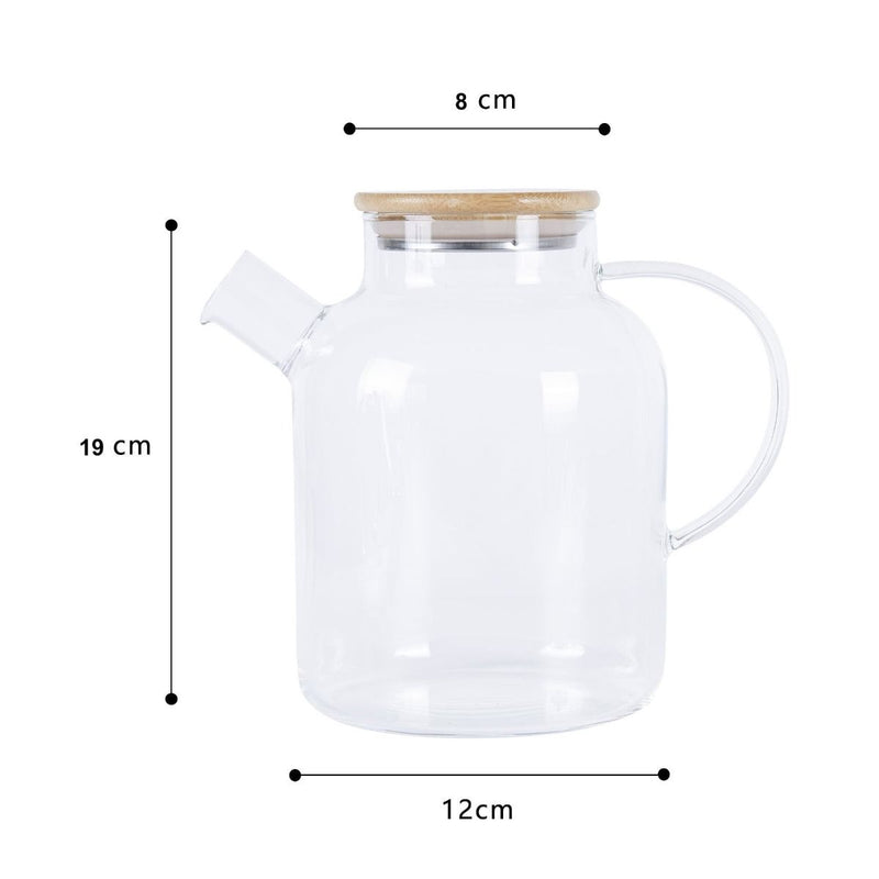 Clear Glass Teapot with Bamboo Lid 1.8 Litre