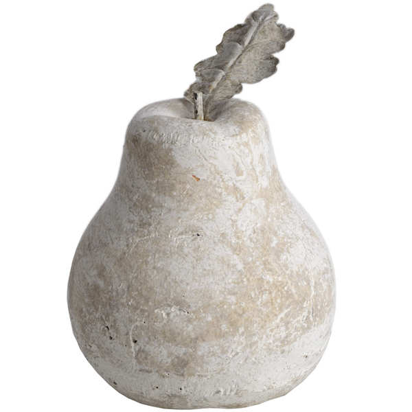 White Wash Stone Pear Ornament - 2 Sizes