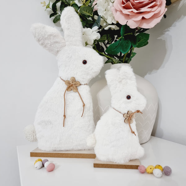 White Fluffy Bunny Rabbits - Two Sizes