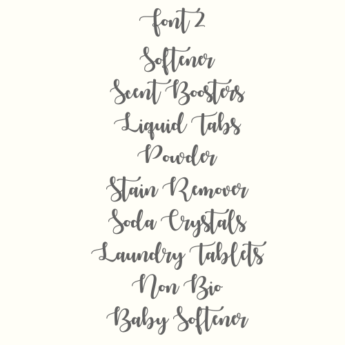 Laundry labels in a cursive font