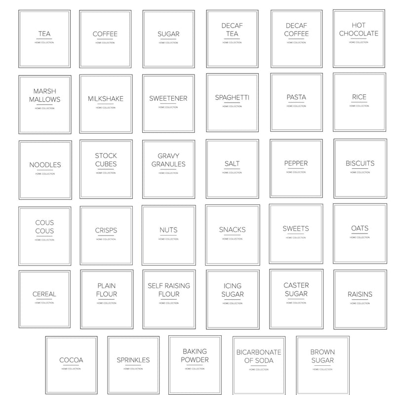 Set of 44 White Kitchen Storage Labels Bundle